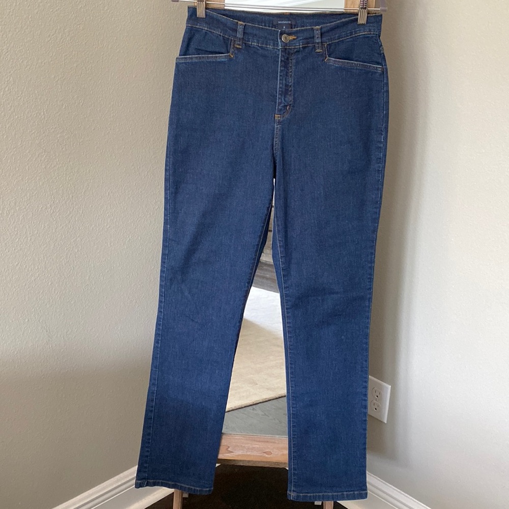 Westbound High Rise Straight Leg Stretch Denim Jeans, Size 8 Long